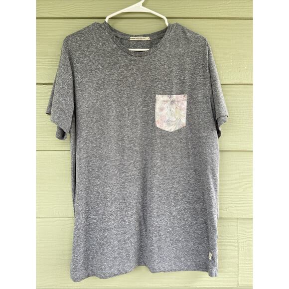 Marine Layer Re Spun Gray Slub Knit Tropical Palm Pocket Tee Tshirt Womens Large - Picture 1 of 6